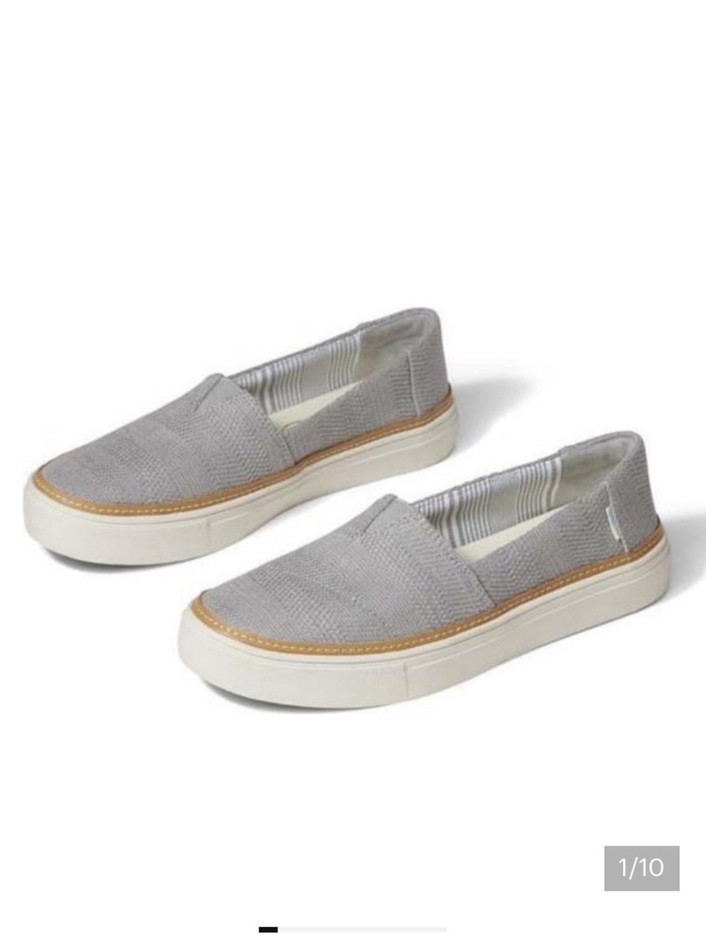 Toms Light Gray Canvas Slip-On Sneakers with White Sole